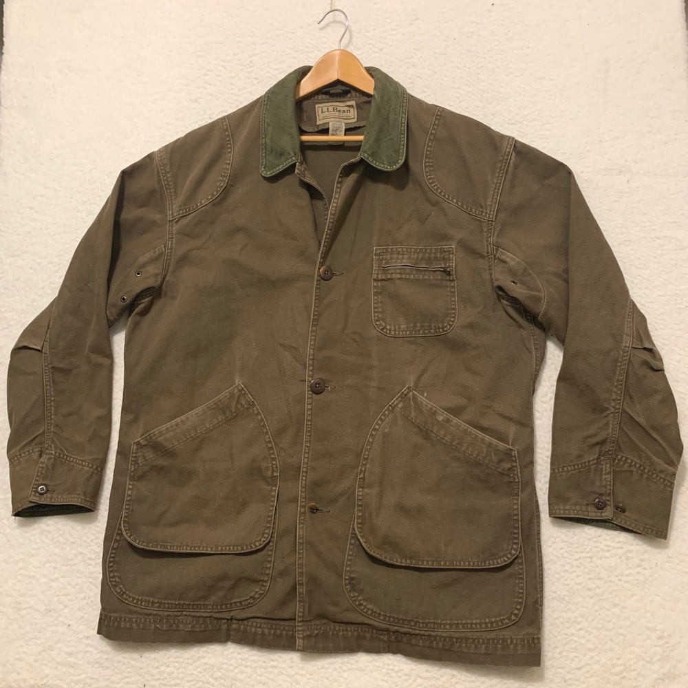 VTG LL Bean Barn Field Chore Coat Jacket Mens L JV93 Corduroy Collar Brown 90s
